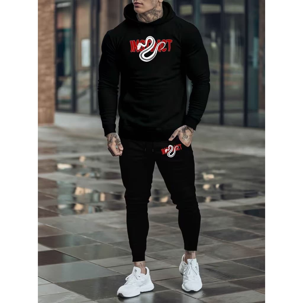 Conjunto Moletom Canguru Masculino Instinto Blusa De Frio + Calça Moletom Estampados Unissex Outono/Inverno