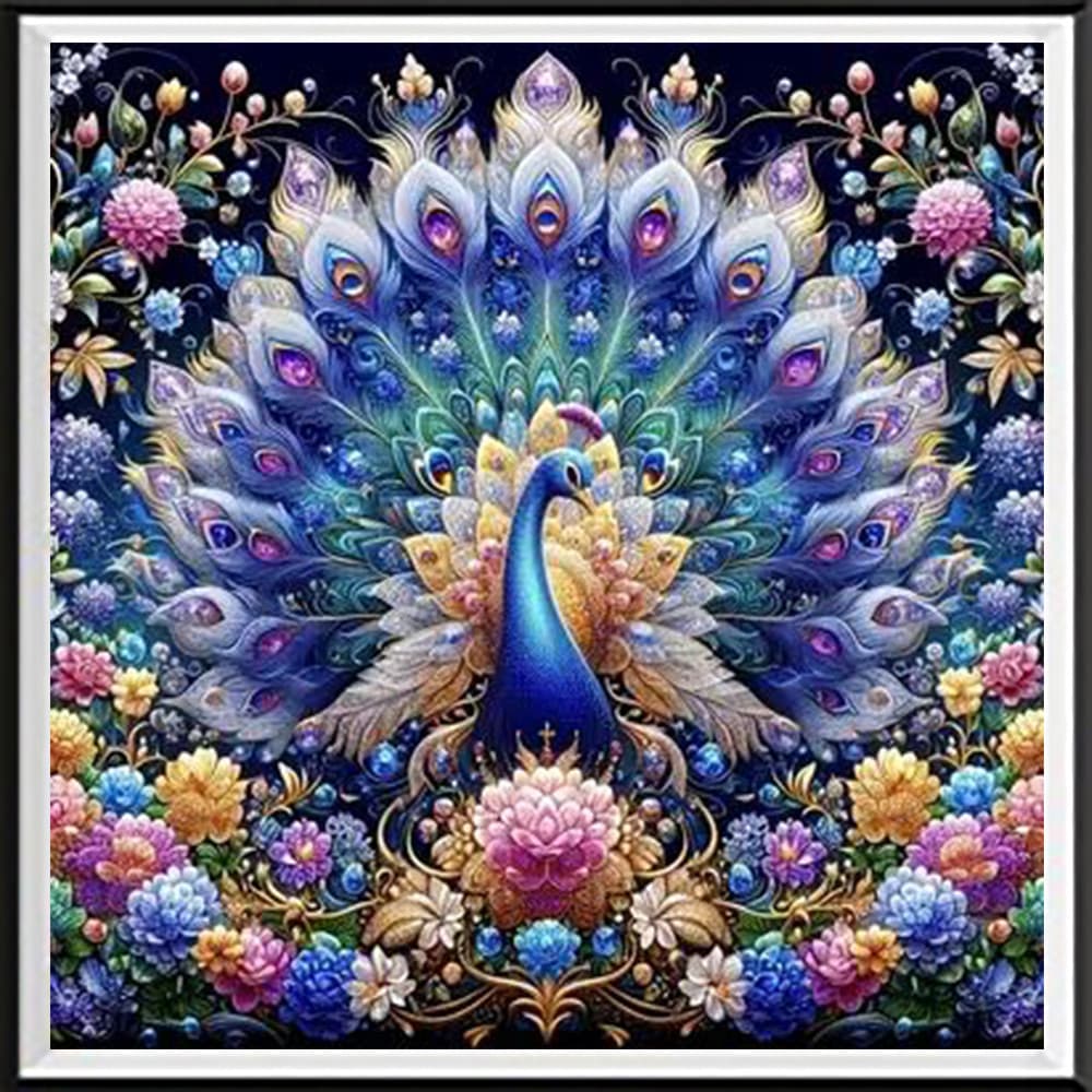 Um Conjunto Lindo Kit De Pintura De Diamante Com Padrão De Pavão , 5D DIY , Em Tela De Mosaico , Artesanato Para Arte De
