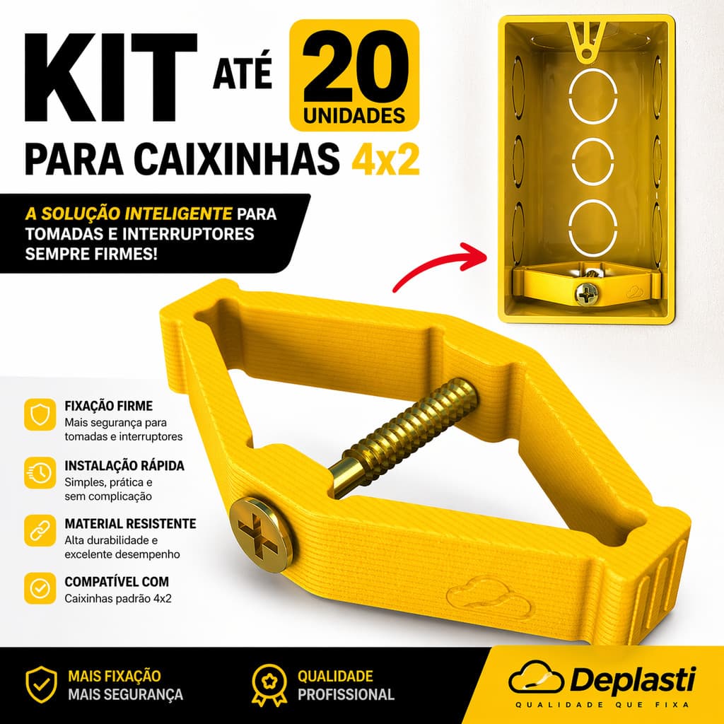 Kit Reparos Salva Caixa Tomada Caixinha 4x2 - Recupera Tomada Quebrada Sem Quebrar Parede