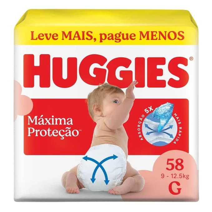 Fralda Huggies Maxima Protecao Hiper G Com 58 Unidades