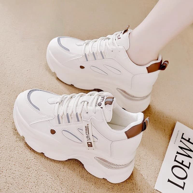 Tênis estilo "dad shoes" com solas macias, tênis esportivos casuais femininos com aumento interno de altura JQPG