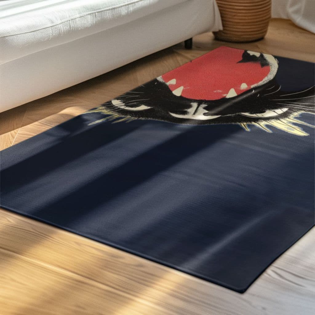 Tapete Decorativo 118x70cm Antiderrapante Sala, Quarto, Espaço Gato Meow