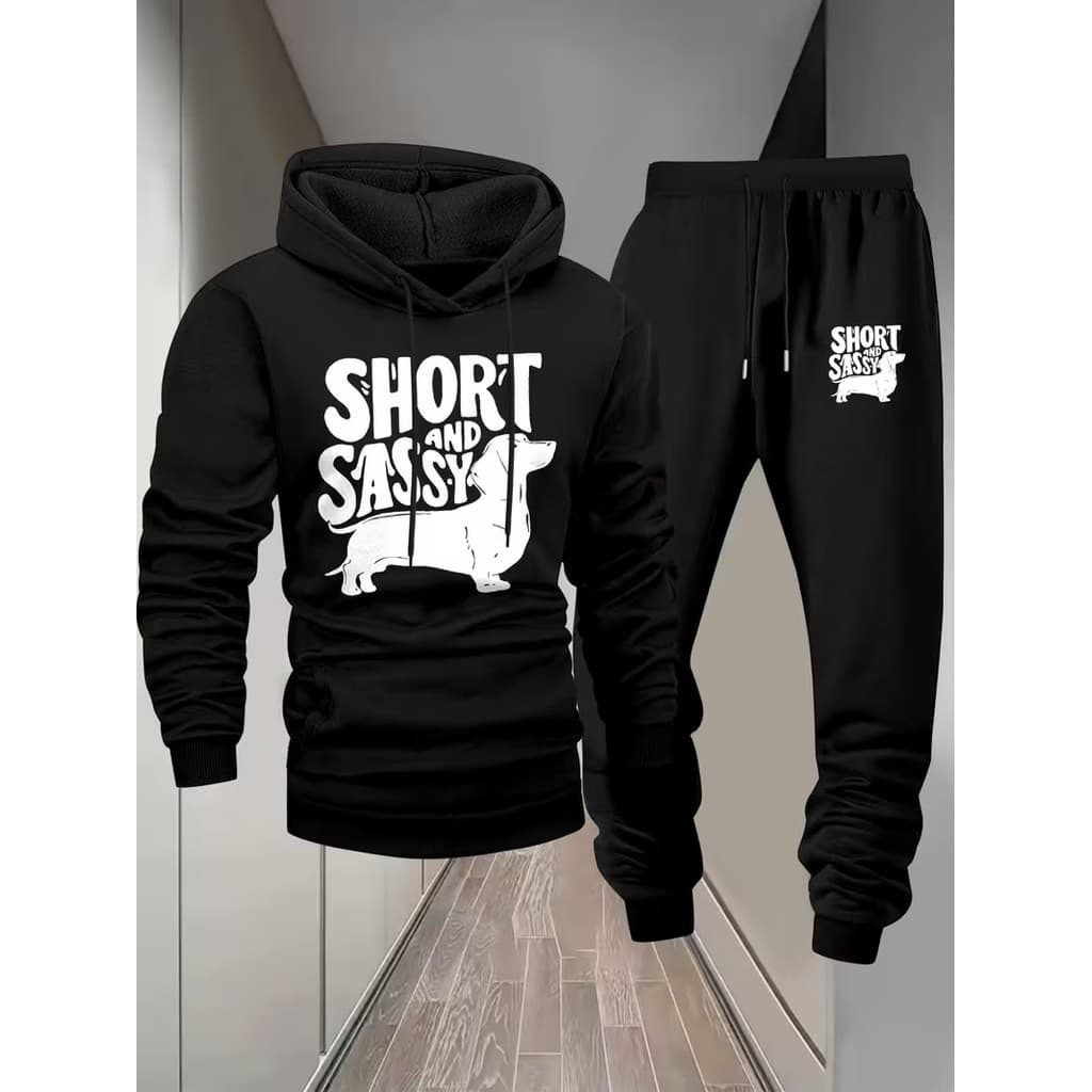 Conjunto Moletom Canguru Masculino Salsicha Blusa De Frio + Calça Moletom Estampados Unissex Outono/Inverno