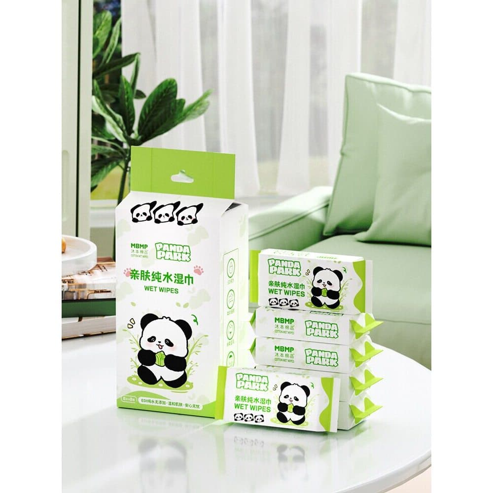 Panda Mini lenços umedecidos de água pura, macio, amigável à pele, limpeza suave, bebê, mão, boca, lenços umedecidos, bo