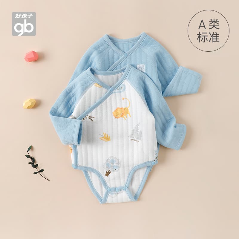 Gb boa criança roupas de bebê outono inverno bebê menino menina bebê triângulo macacão puro algodão quente roupas recém-