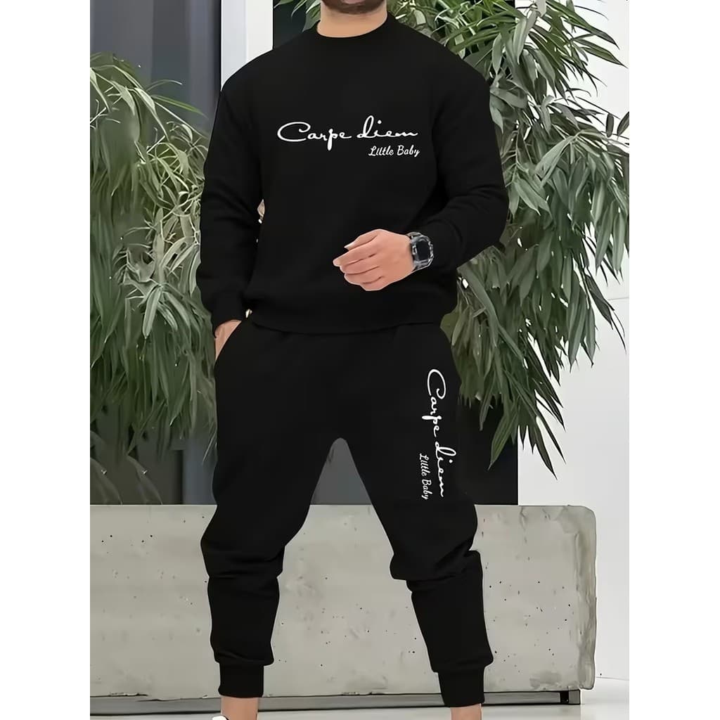 Conjunto Moletom Canguru Masculino Carpe liem Blusa De Frio + Calça Moletom Estampados Unissex Outono/Inverno