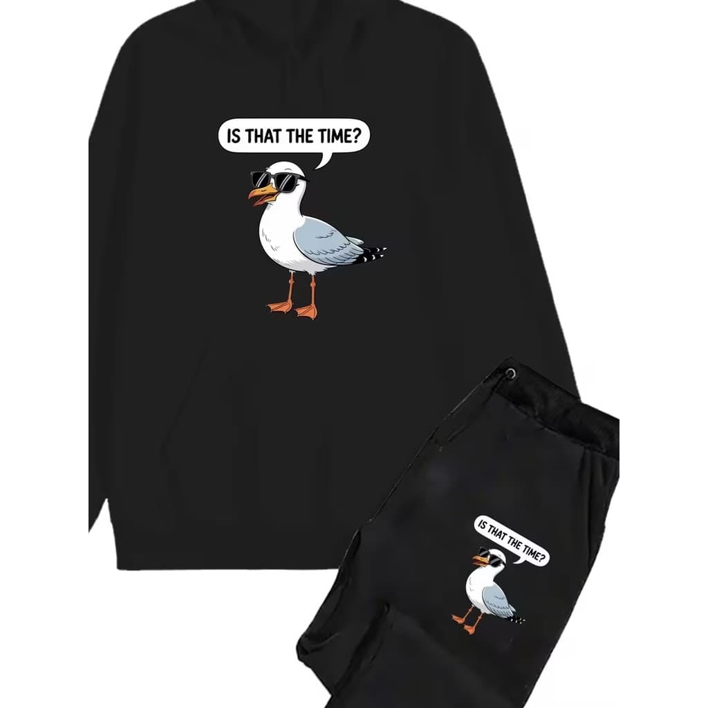 Conjunto Moletom Careca Masculino Pombo Blusa De Frio + Calça Moletom Estampados Unissex Outono/Inverno