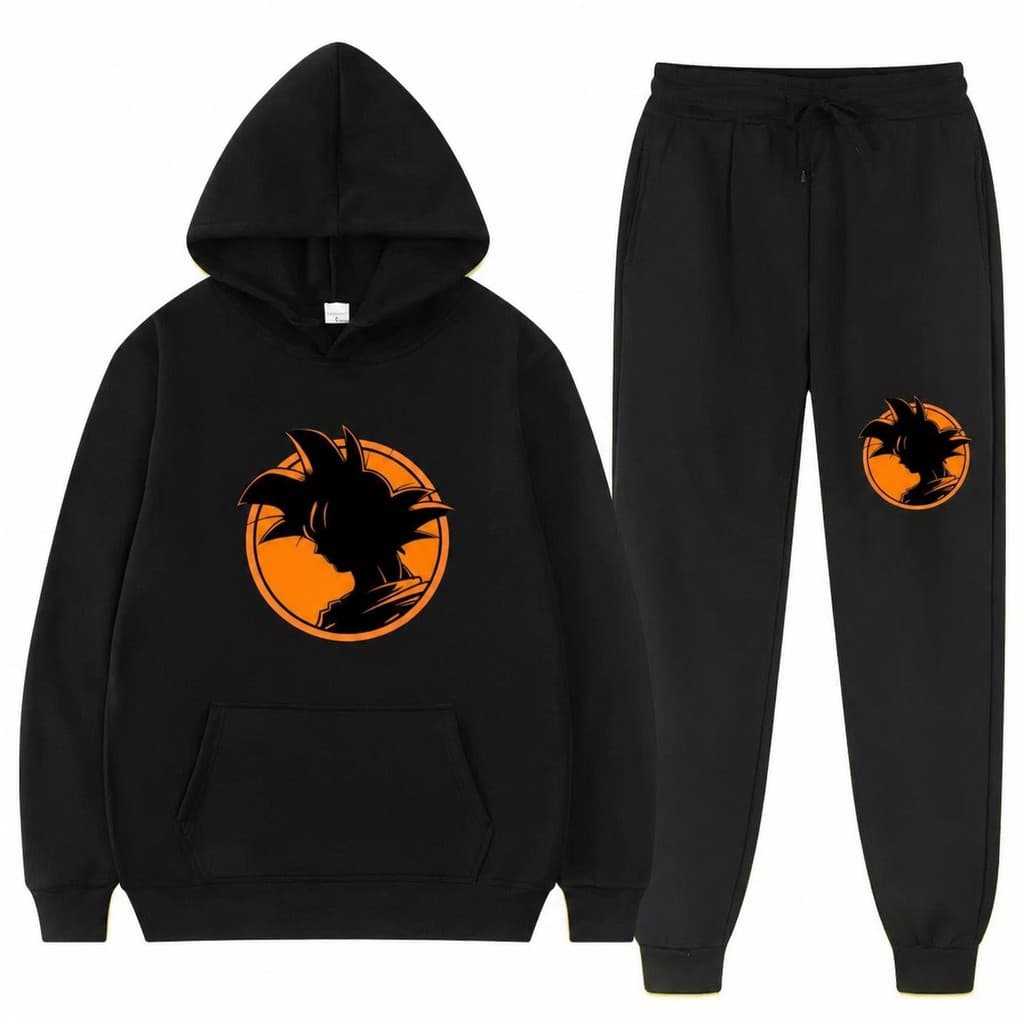 Conjunto Moletom Canguru Masculino Dragon Ball Blusa De Frio + Calça Moletom Estampados Unissex Outono/Inverno
