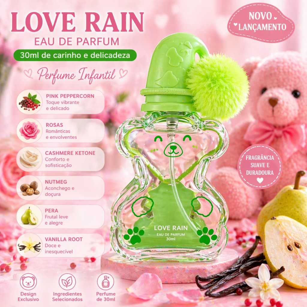 Perfume Feminino 30ml Doce Floral Frutado Longa Duração Importado Luxo  8 horas de Duração - Lové Rain Cosméticos