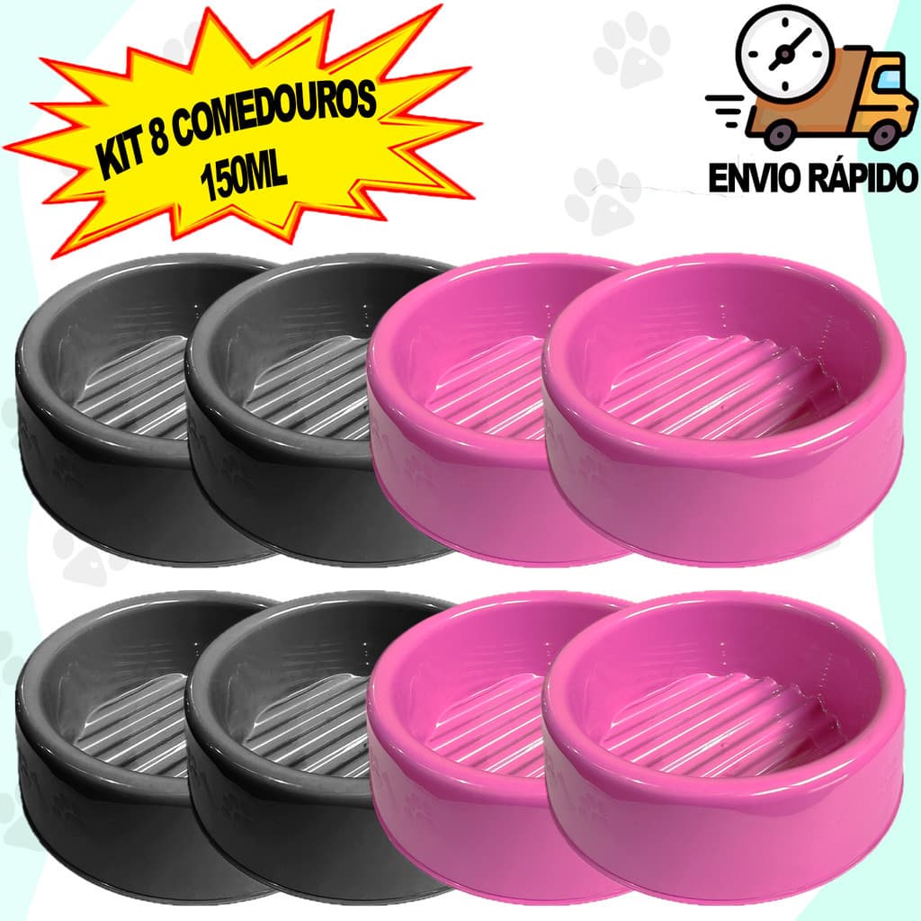 Kit 8 Comedouro Pote de Ração e Água Pequeno Para Cachorro e Gato 150ml Pequeno Porte