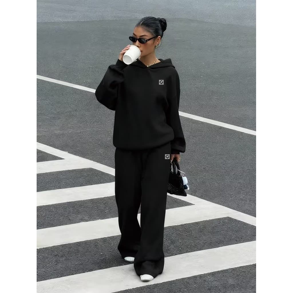 Conjunto Moletom Careca Feminino Little G Blusa De Frio + Calça Moletom Estampados Unissex Outono/Inverno
