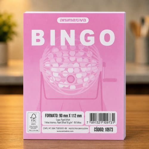 Cartela Bingo Rosa 96 Folhas Jogo Divertido Entretenimento Familia