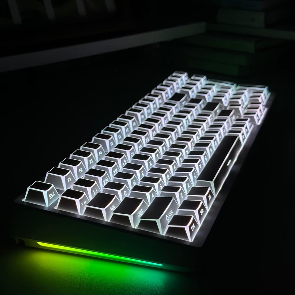 Black Shadow Fold Shine Through PBT Keycap Double Shot Cherry Profile Para Teclado Mecânico