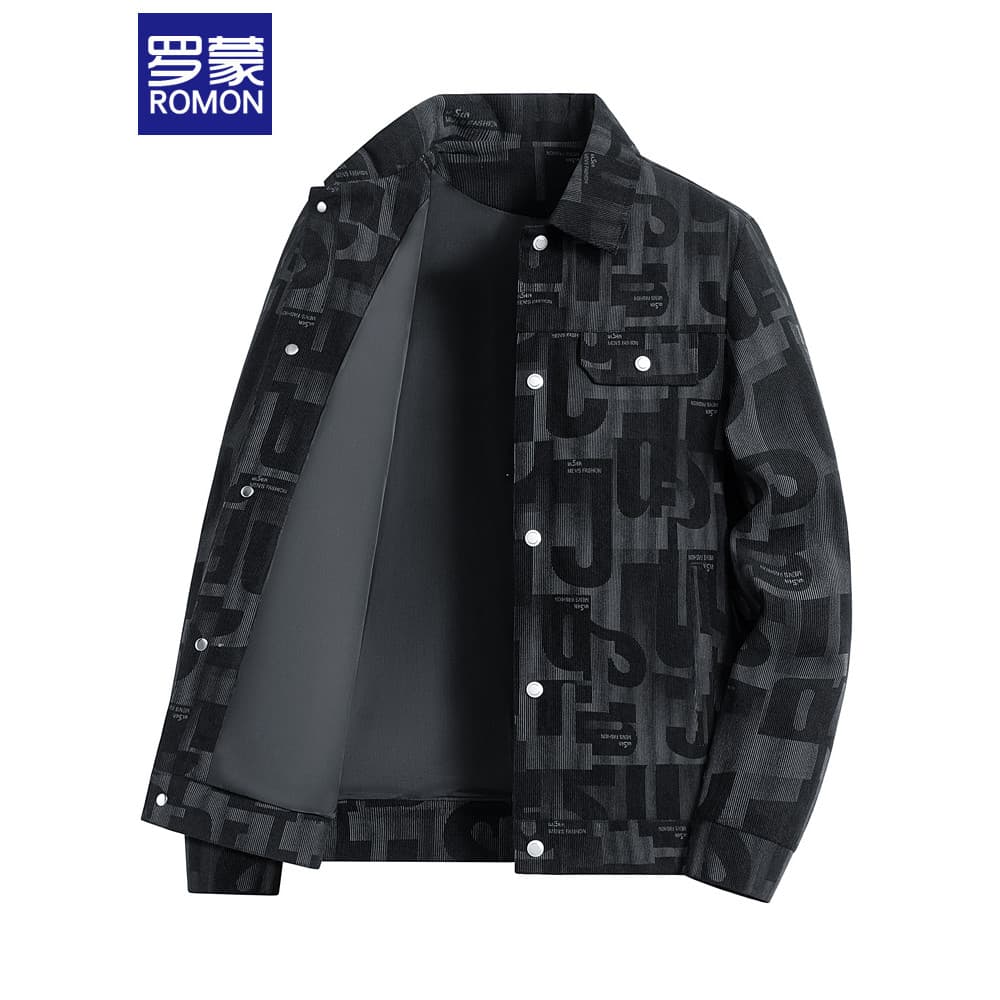 Lomon impresso jaqueta masculina primavera 2026 novo estilo jaqueta de carga masculina primavera outono lapela jaqueta C