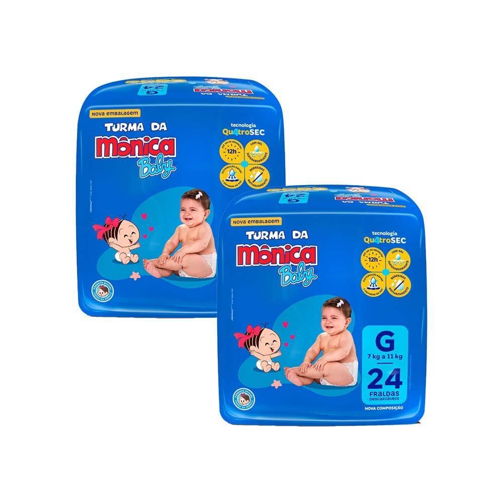 Kit 2 Fraldas Turma da Mônica Baby Jumbo G com 24un cada