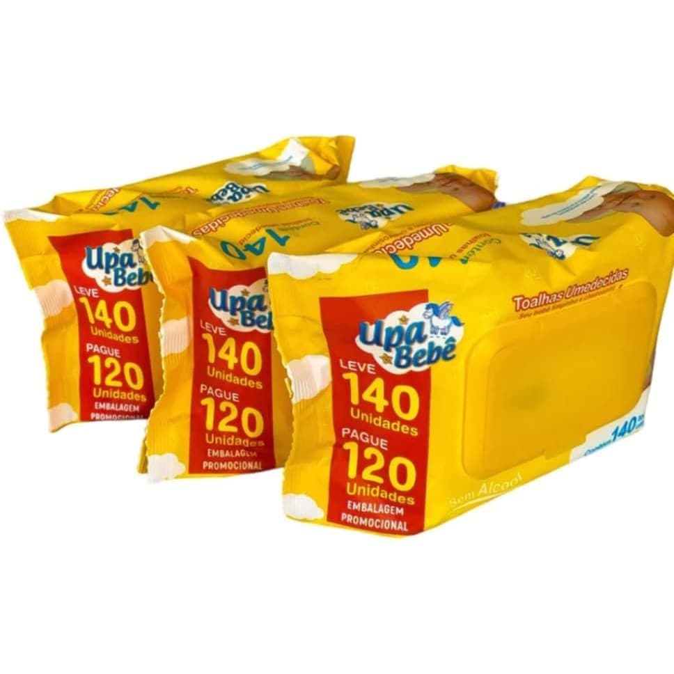 3 pacotes 420 Toalhas Umedecidas Upa Bebê 420 Lencinhos