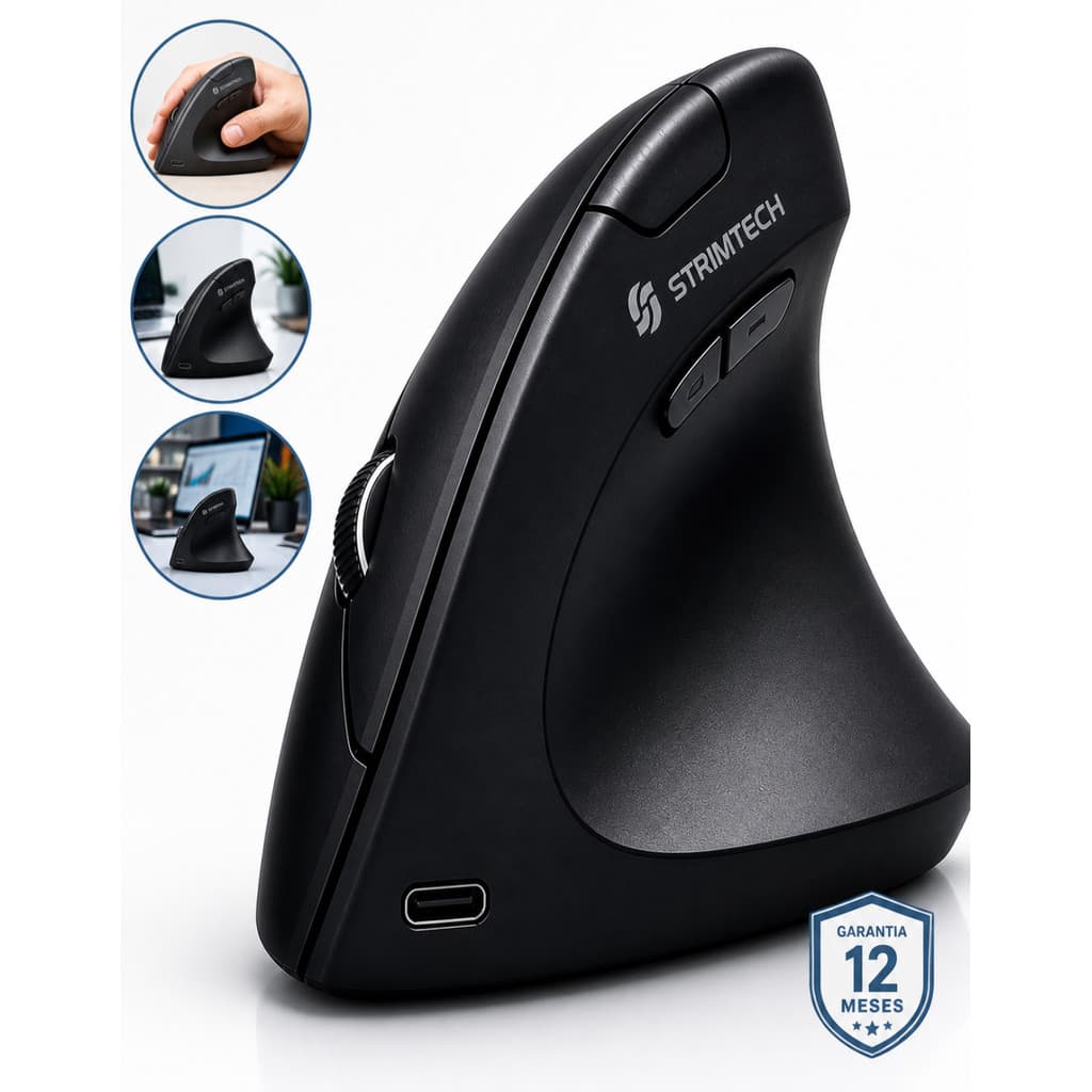 Mouse Vertical Ergonômico Sem Fio Bluetooth Usb 2.4g 1600 Dpi Rgb Recarregáve Silencioso