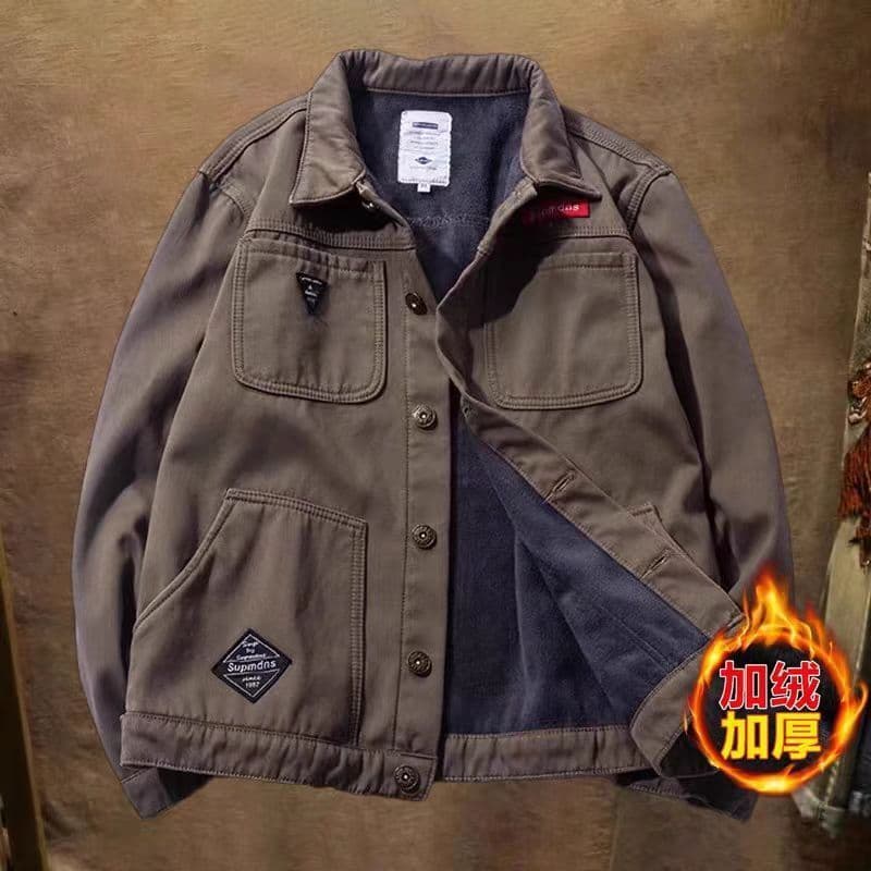 Jaqueta jeans de lã masculina outono inverno macacão acolchoado de algodão jaqueta masculina inverno engrossado jaqueta 