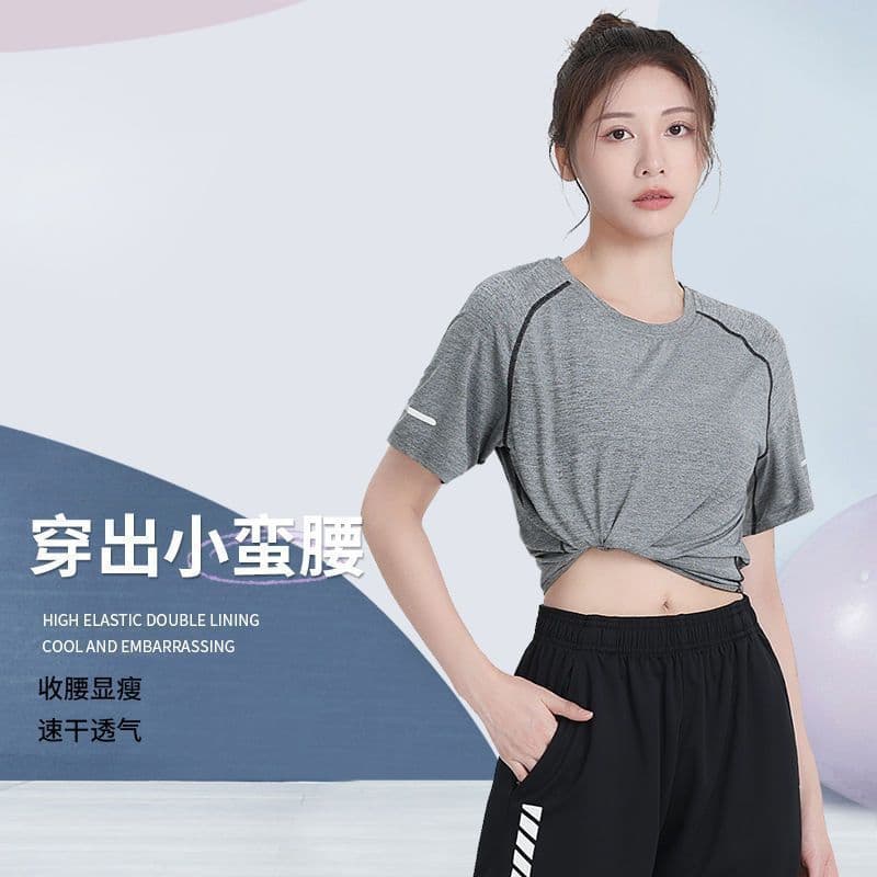 Roupas de Yoga femininas de secagem rápida topos verão correndo de manga curta ciclismo treinamento roupas de Fitness es