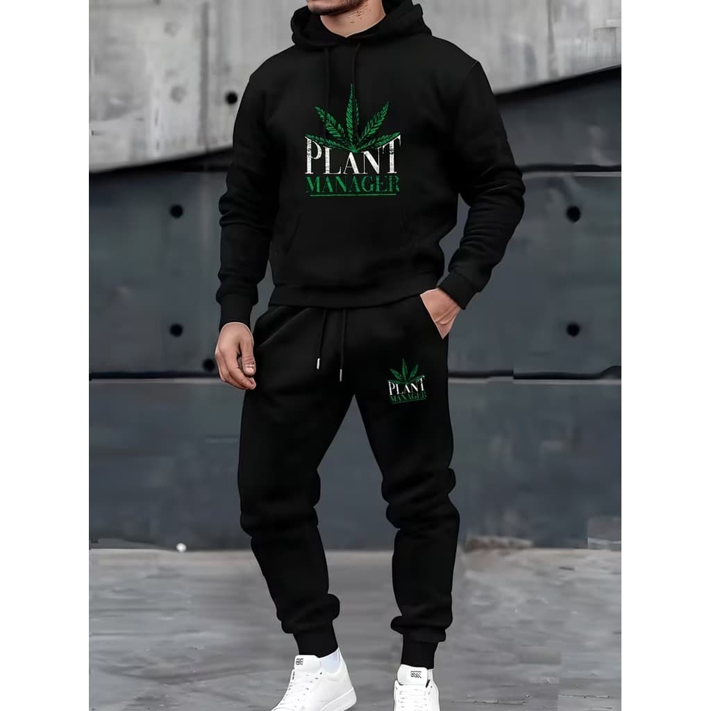 Conjunto Moletom Canguru  Masculino Plant Blusa De Frio + Calça Moletom Estampados Unissex Outono/Inverno