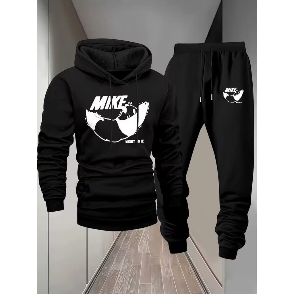 Conjunto Moletom Canguru Masculino Mike Blusa De Frio + Calça Moletom Estampados Unissex Outono/Inverno