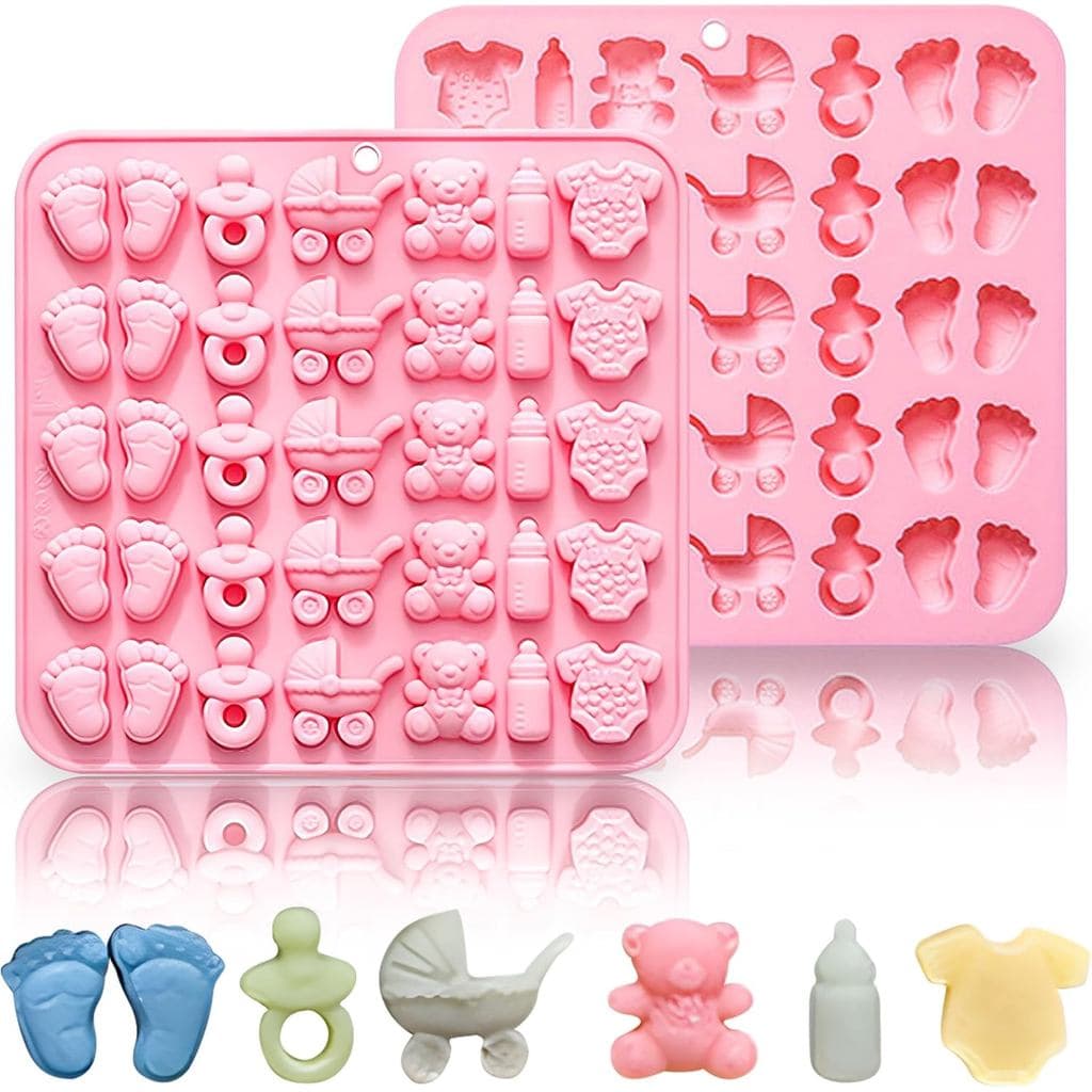 Molde de Silicone para Fondant de Bebê, Moldes de Pés de Bebê, Macacão de Bebê, Molde de Mamadeira e Chupeta, de S