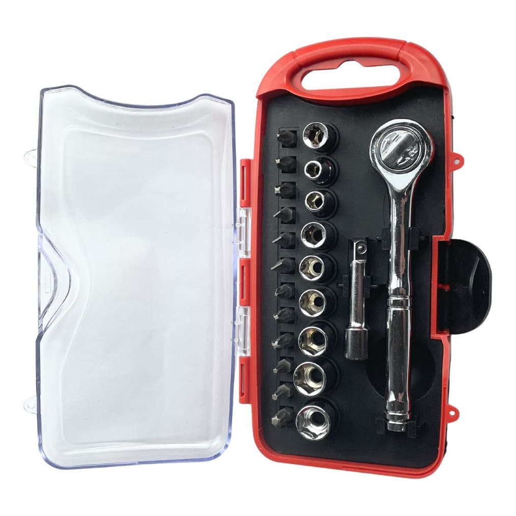 Kit Soquetes E Bits 1/4 + Chave Catraca Mundi Jogo Completo 22 peças