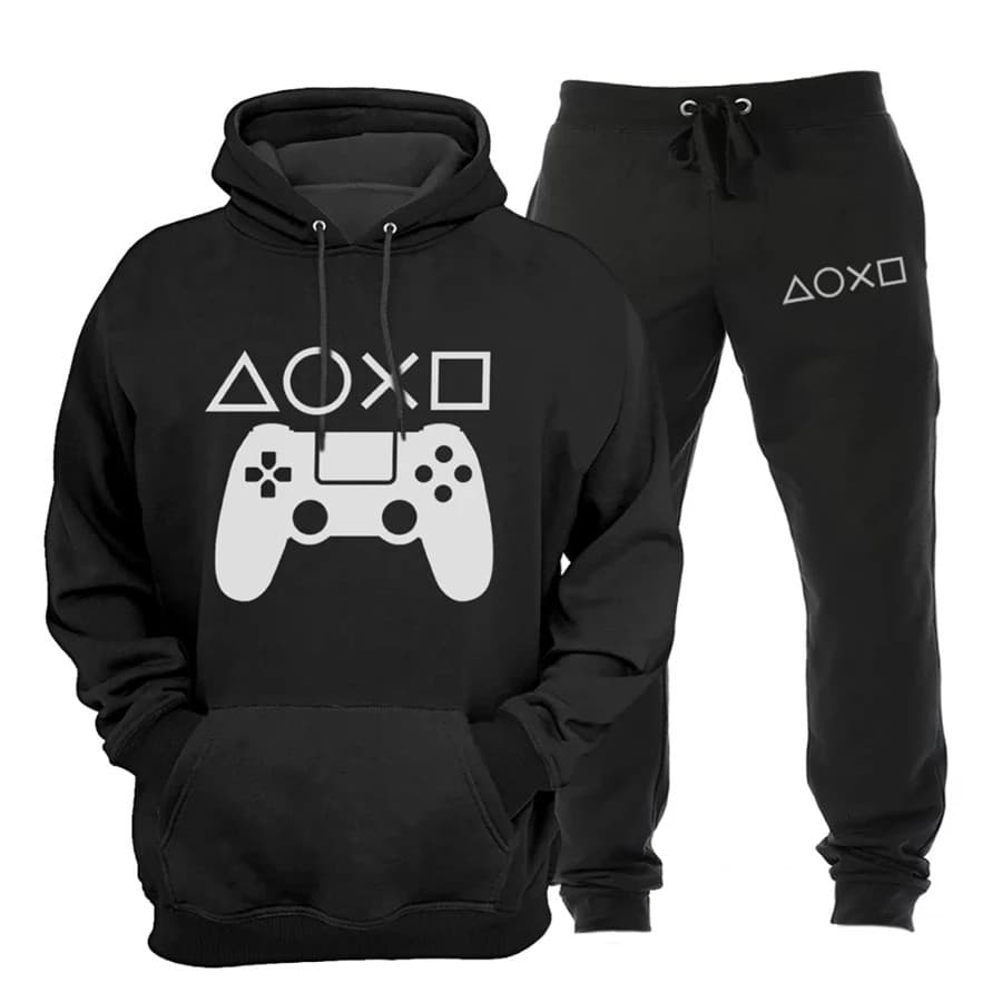 Conjunto Moletom Canguru Masculino Game Blusa De Frio + Calça Moletom Estampados Unissex Outono/Inverno