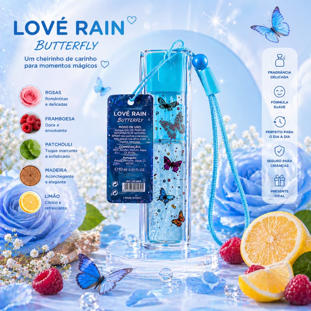 Perfume Feminino Importado Floral Frutado Longa Duração Fragrância Delicada 30ml Lové Rain