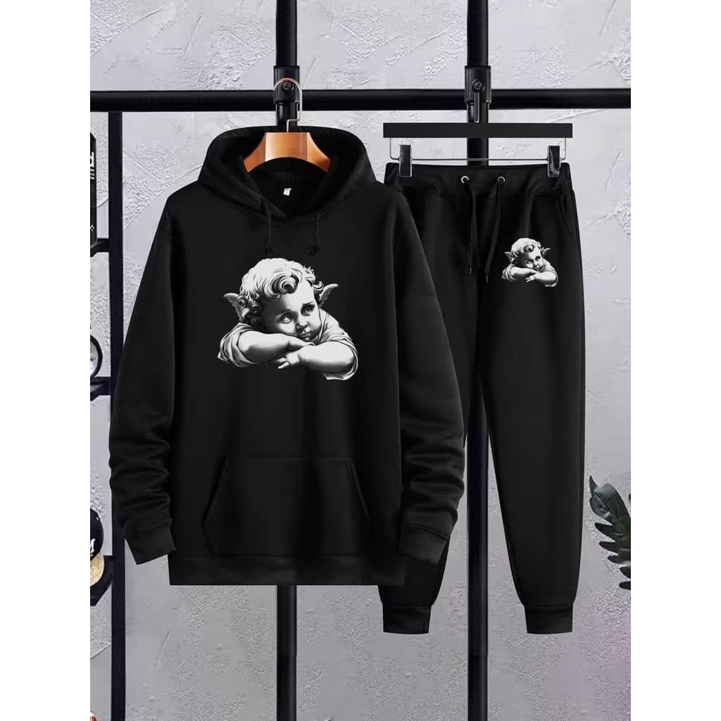 Conjunto Moletom Canguru Masculino Elfo Blusa De Frio + Calça Moletom Estampados Unissex Outono/Inverno