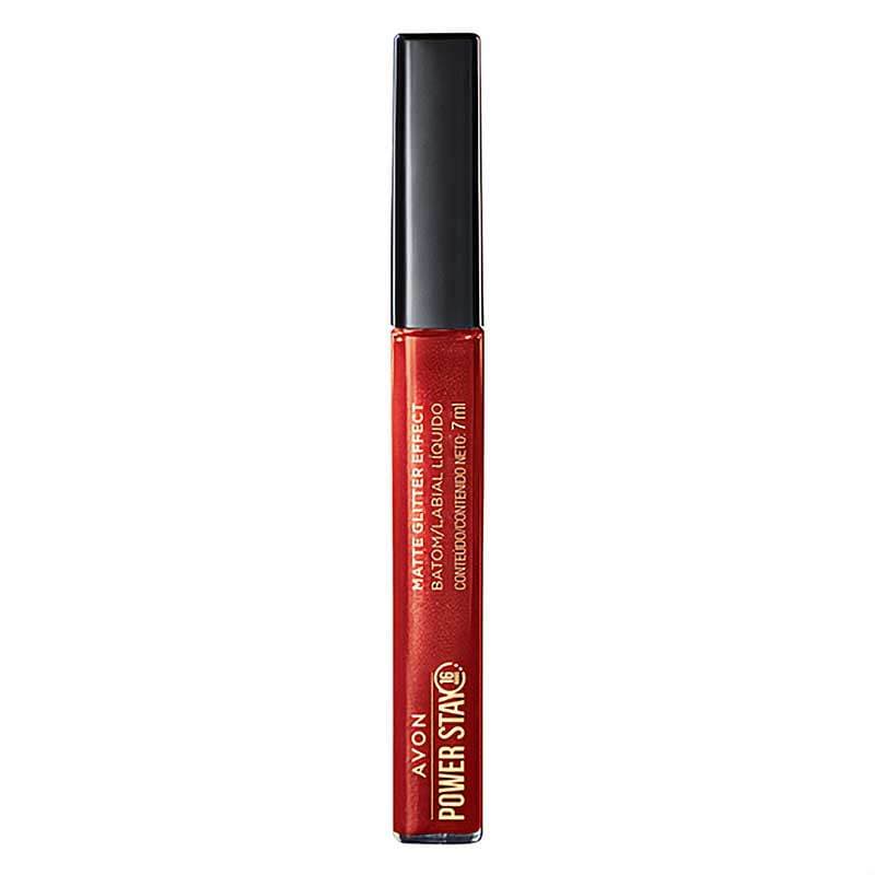 Batom Líquido Matte Power Stay Glitter Effect Cereja Brilhante 7ml