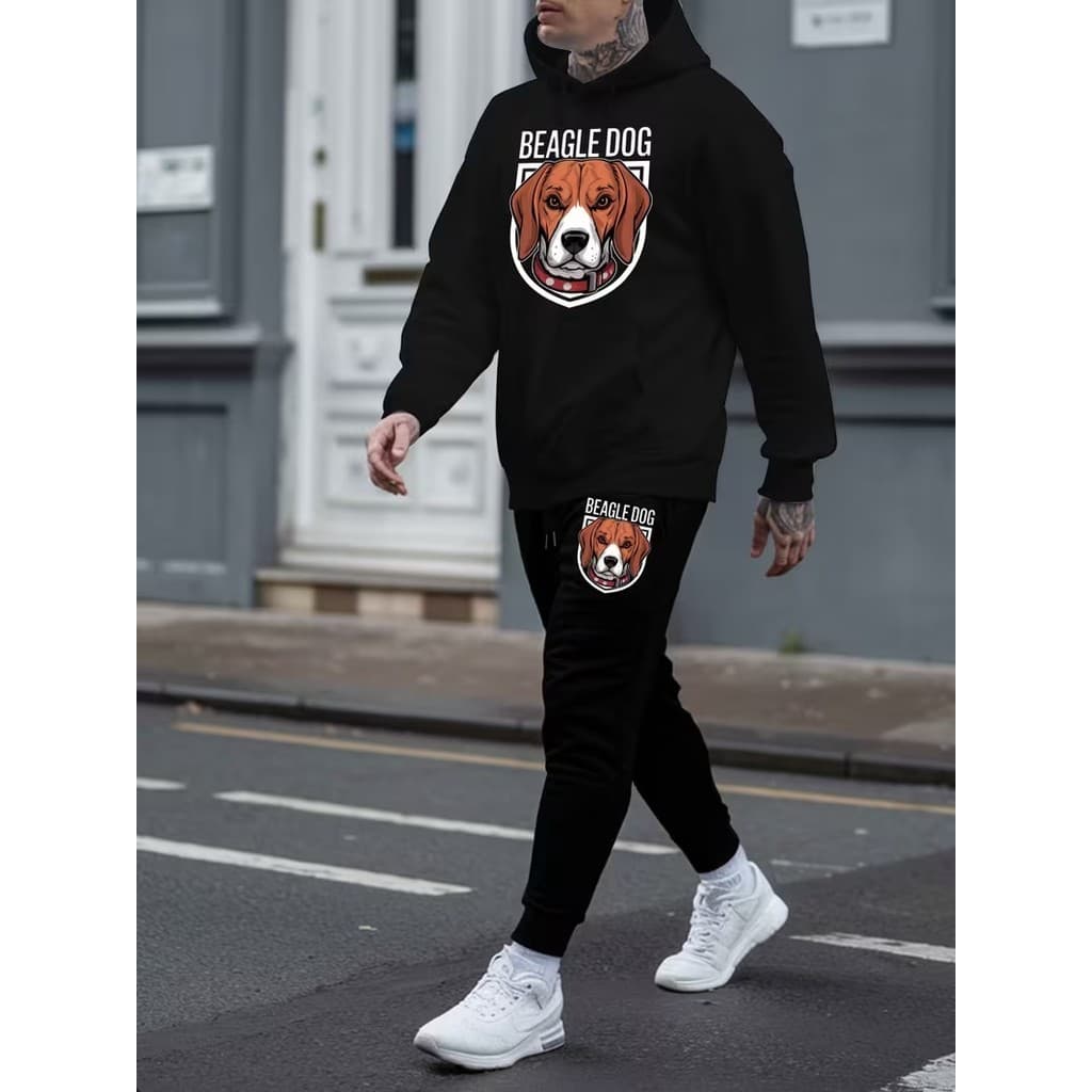 Conjunto Moletom Canguru Masculino Dog Blusa De Frio + Calça Moletom Estampados Unissex Outono/Inverno