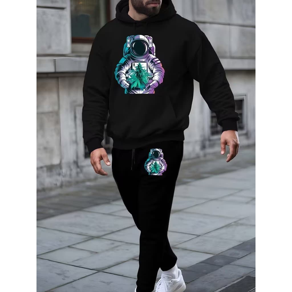 Conjunto Moletom Canguru Masculino Gravidade Zero Blusa De Frio + Calça Moletom Estampados Unissex Outono/Inverno