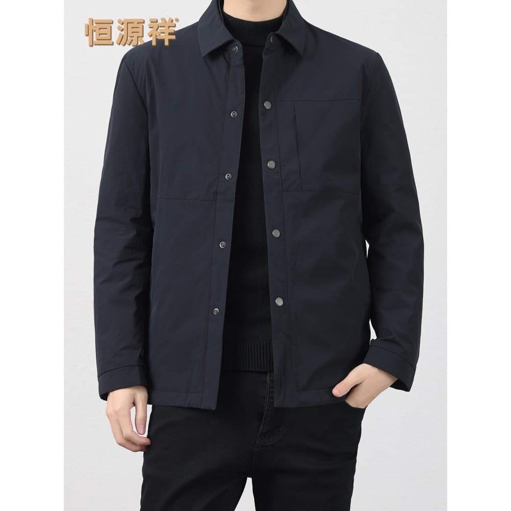 Hengyuanxiang inverno leve para baixo jaqueta masculina 2026 novo estilo camisa quente gola jaqueta masculina ganso para