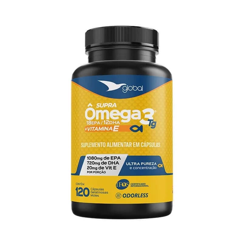 Ômega 3 Supra EPA 1080mg DHA 720mg + Vitamina Global Suplementos 120 cáps