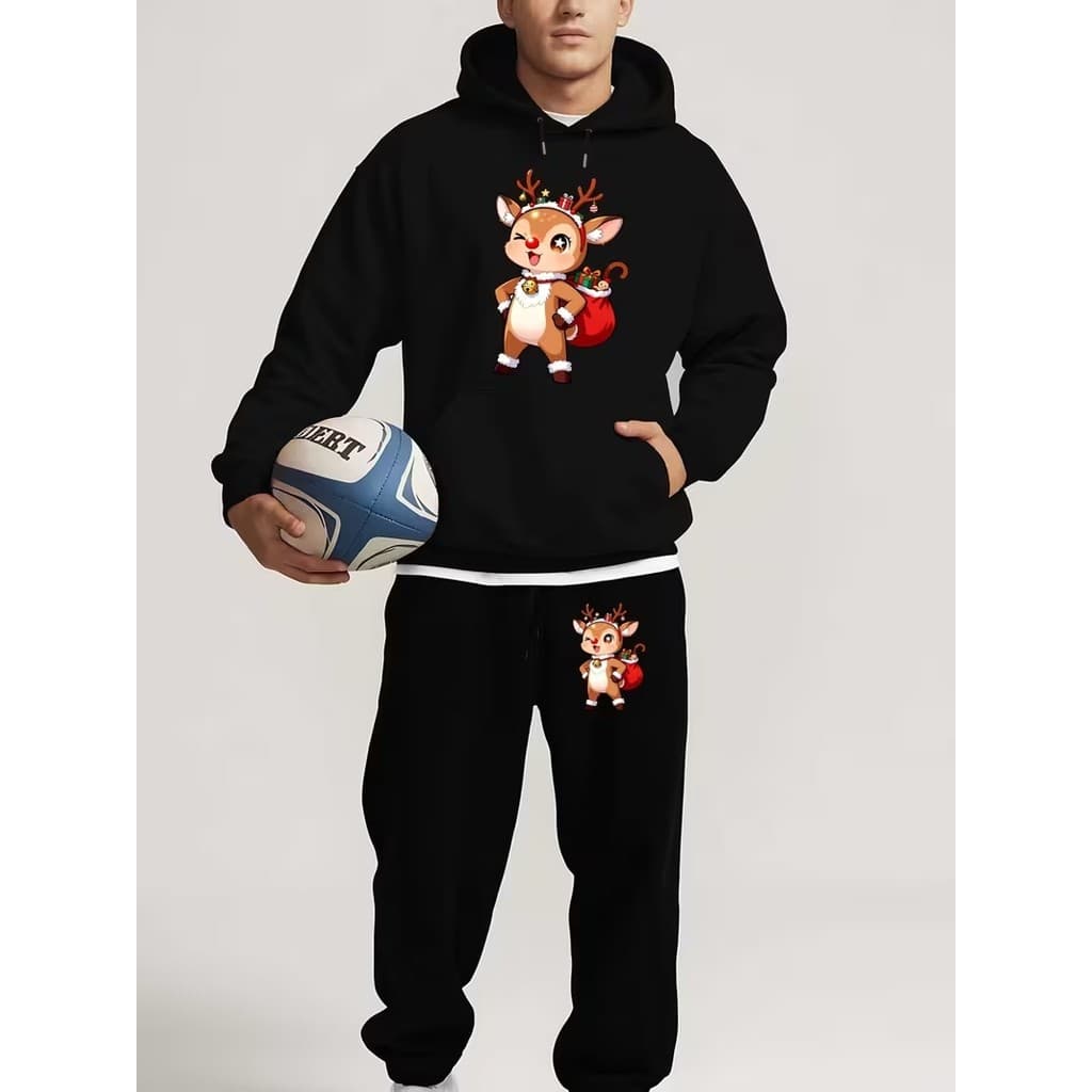 Conjunto Moletom Canguru  Masculino Job cut Blusa De Frio + Calça Moletom Estampados Unissex Outono/Inverno