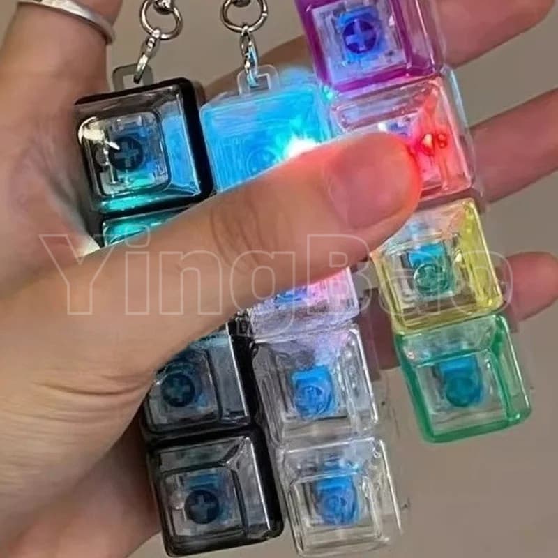 4 Teclas LED Teclado Mecânico Eixo Testador Chave Brinquedo Alívio Do Estresse DIY Botão Keycap Fidget Chaveiro Brinqued