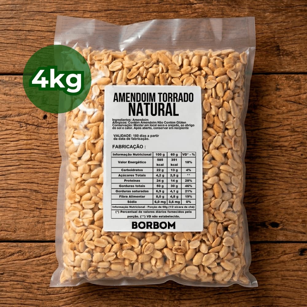 4KG Amendoim Torrado 100% Natural Fit Saudavel - Envio Rapido