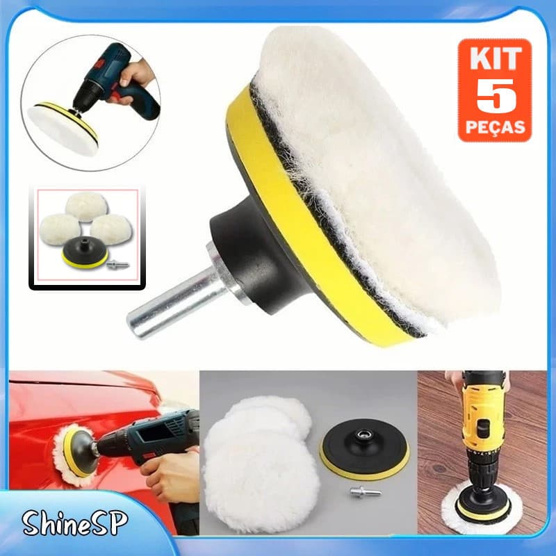 Kit Polimento Vidro Polir Carro Moto Boina De Lã Sintetica  SHINESP Alta qualidade