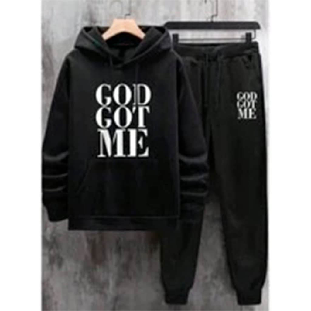 Conjunto Moletom Canguru Masculino God Blusa De Frio + Calça Moletom Estampados Unissex Outono/Inverno