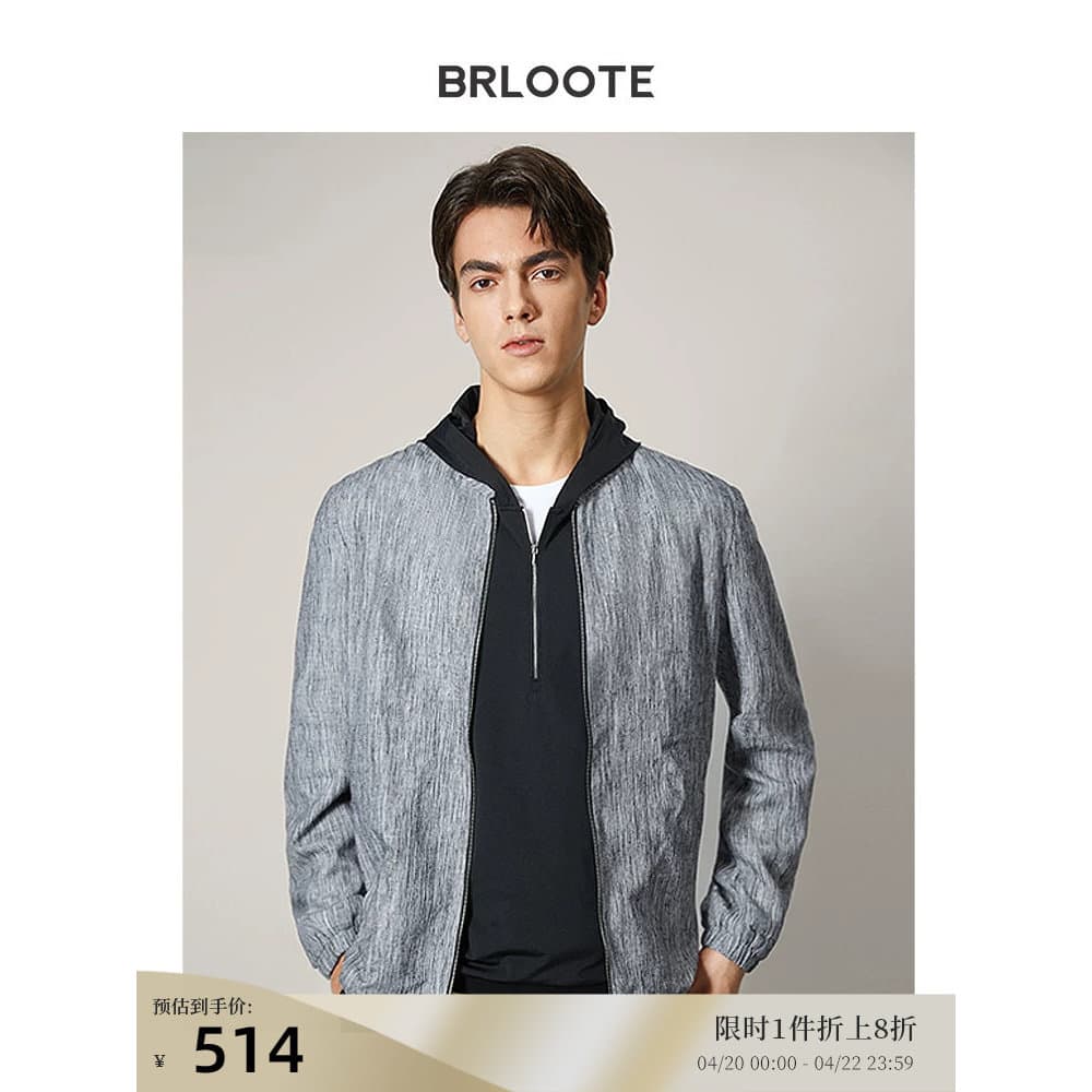 Brloote/Barute jaqueta masculina moda Casual gola de linho flor fio masculino jaqueta genuína primavera roupas