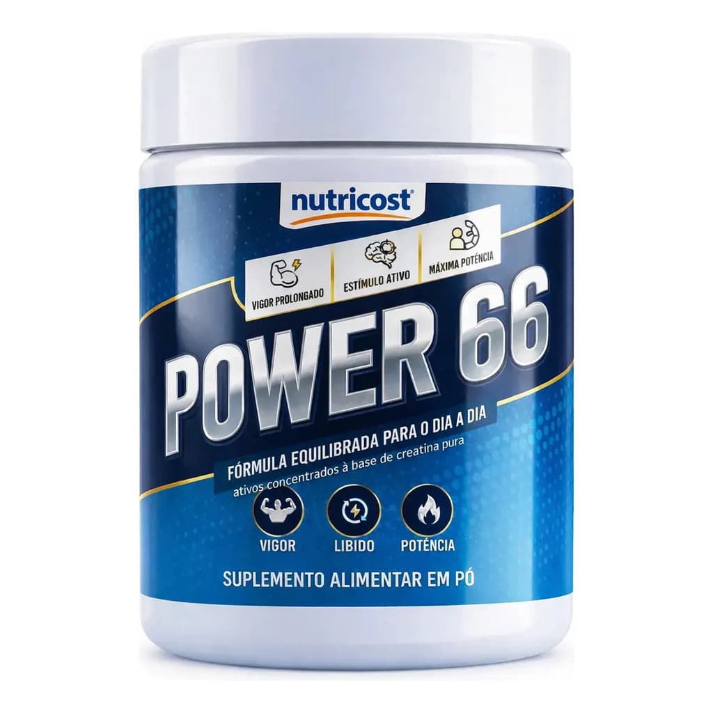 Suplemento Alimentar Power 66 Vigor e Energia Masculina Em Pó Taurina Arginina Pré Treino
