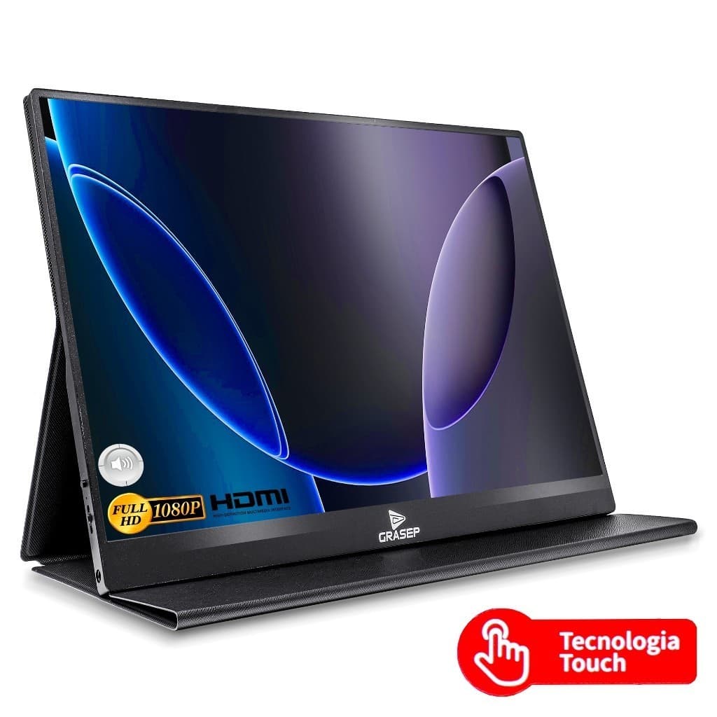 Monitor Externo Portátil IPS TOUCH SCREEN Ultra Fino Gamer 15.6 Pol 1080p Full Hd Áudio Estéreo