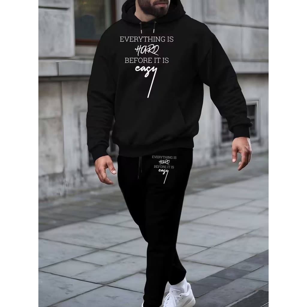Conjunto Moletom Canguru Masculino Casy Blusa De Frio + Calça Moletom Estampados Unissex Outono/Inverno
