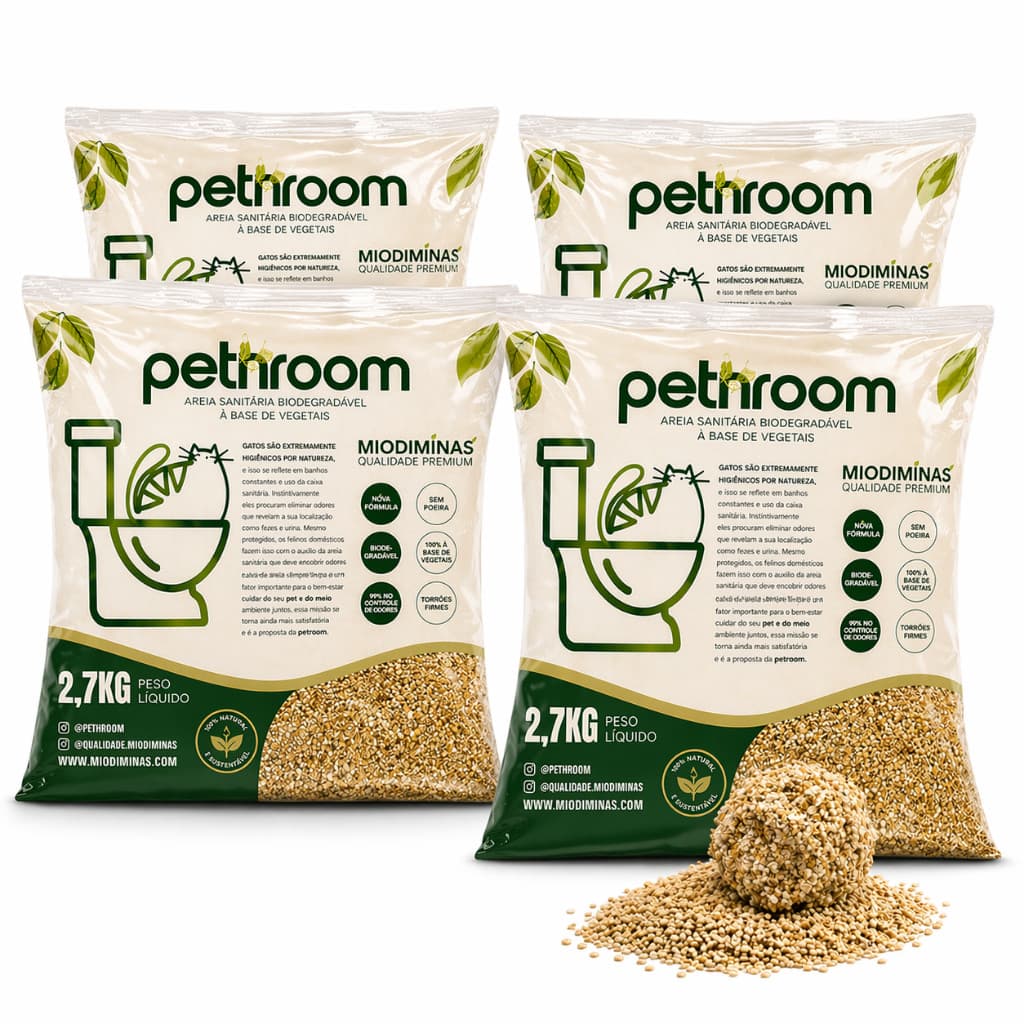 Kit  Mensal 3 GATOS Areia Mandioca Higiênica Sanitária Biodegradável Para Gato 10,8 KG