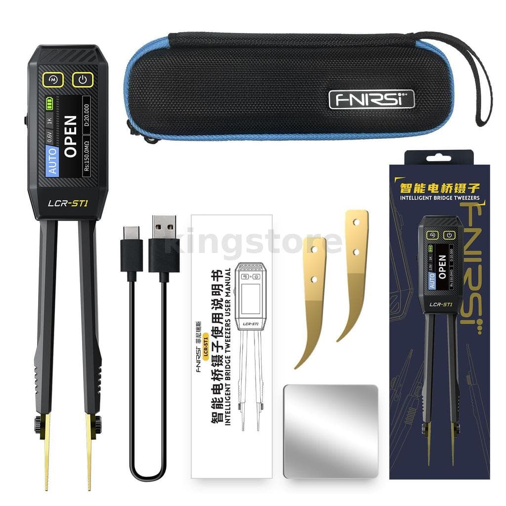 FNIRSI Pinça Digital LCR-ST1 Resistor Indutor Capacitor Componente Tester SMD Clip Multímetro