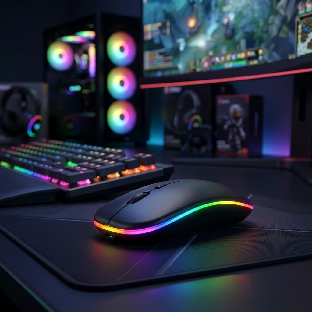 Mouse Para Notebook Sem Fio Recarregável Com Clique Silencioso E LED