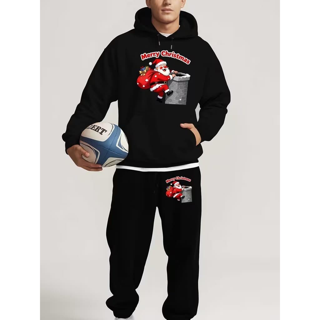 Conjunto Moletom Canguru Masculino Chegou Natal Blusa De Frio + Calça Moletom Estampados Unissex Outono/Inverno
