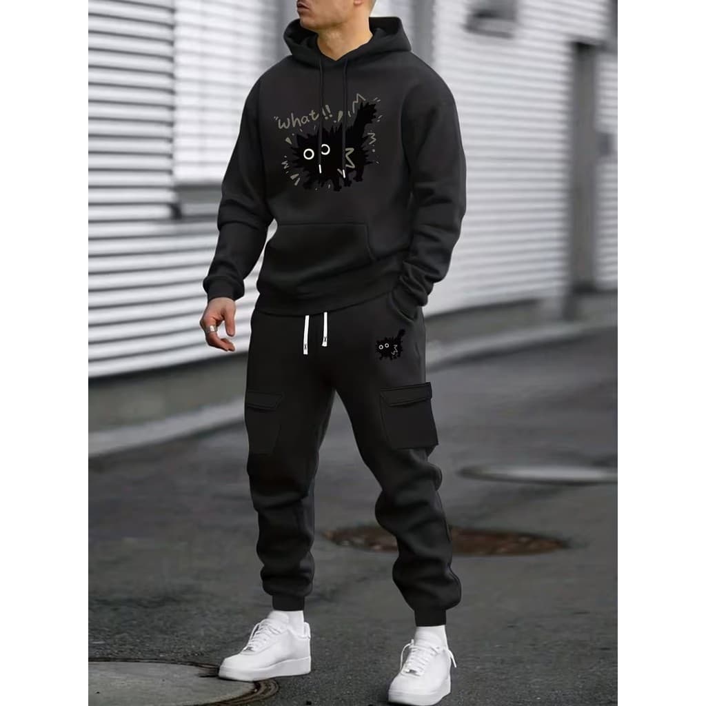 Conjunto Moletom Canguru Masculino Susto Blusa De Frio + Calça Moletom Estampados Unissex Outono/Inverno