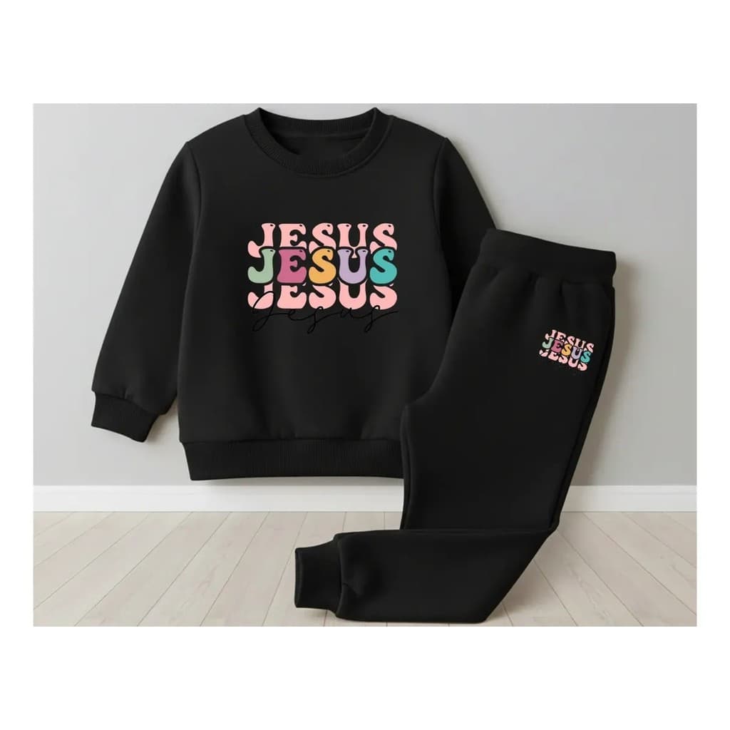 Conjunto Moletom Careca Feminino Jesus Blusa De Frio + Calça Moletom Estampados Unissex Outono/Inverno